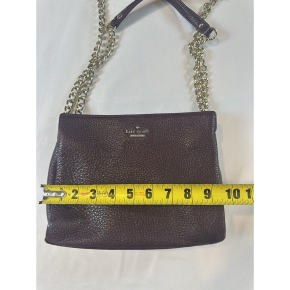 Kate Spade Purple‎ Shimmer Pebbled Leather Chain/Leather Strap Shoulder Bag - Picture 7 of 9